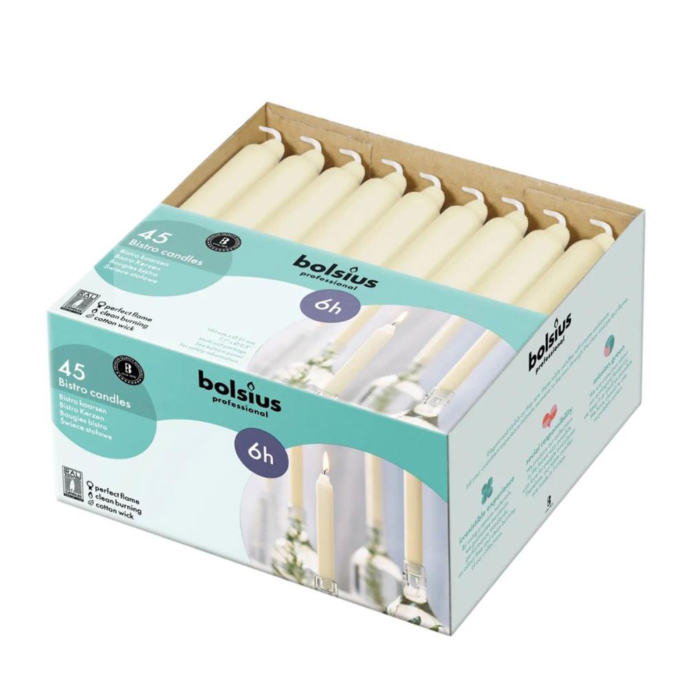 Bolsius Ivory Professional Bistro Candles 18cm (Pack of 45) £26.99